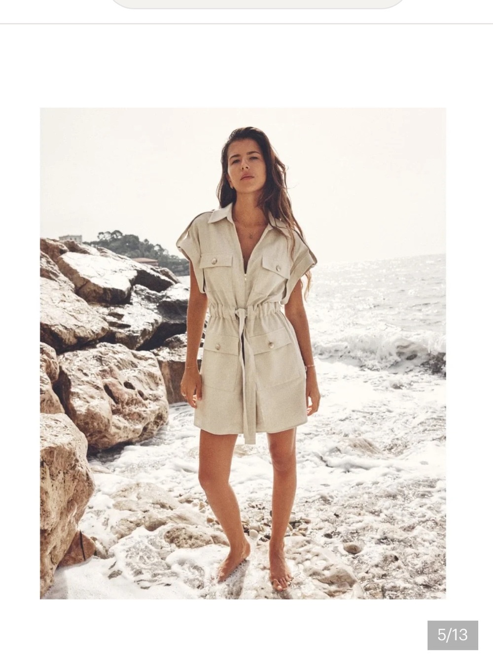Zara Cream Short Sleeve Utility Mini Dress